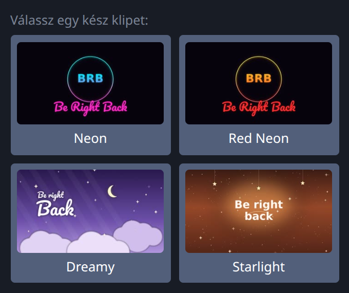 Kész távolléti klipek a Stream-Split irányítópulton — válassz egyet, és a szerveroldalon fut